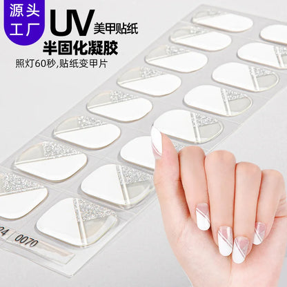 Semi-Cured Nail Wraps Autocollants Pour Ongles UV Adhesive Full Cover Stickers for Nails Lamp Need Press On Nails DIY Manicure