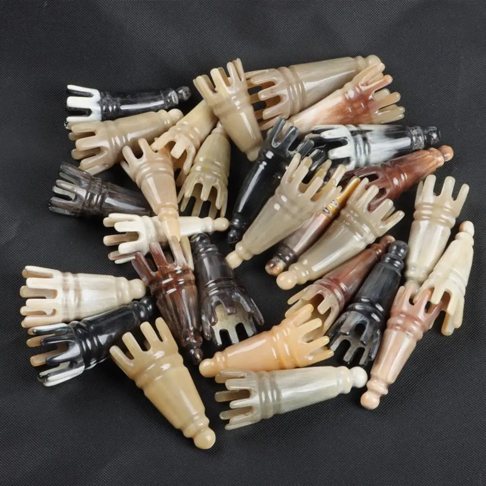 Scalp Massager Brush Ox Horn Massage Comb Acupoint Gua Sha Scrapping Head Long Pointed Shampoo Comb Relaxation Therapy