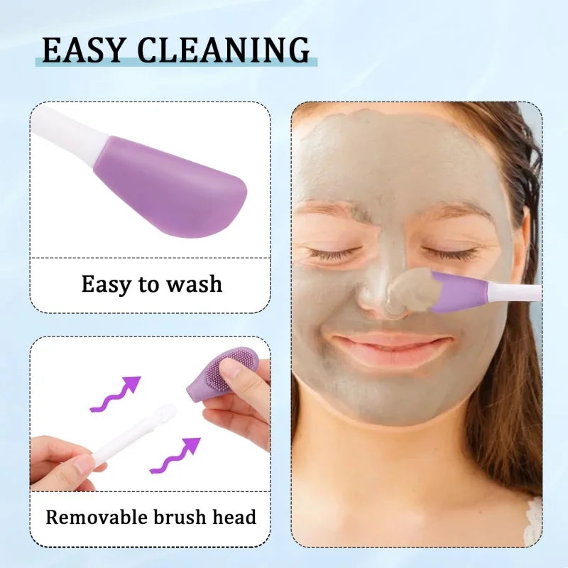 6pcs/set Silicone Face Scrubber Double headed Face Cleaning Brushes Facial Mask Applicator Blackhead Exfoliator Skin Care Tool