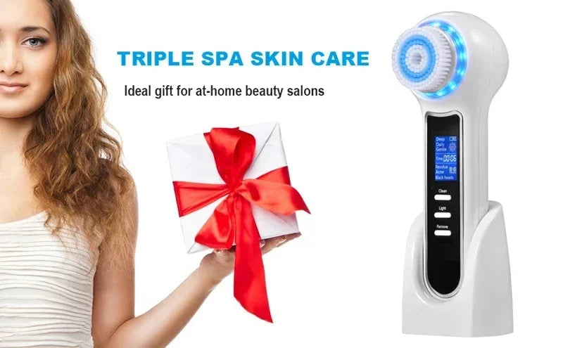 5 in 1 Electric Facial Cleansing Brush Blackhead Remover Vacuum With Rechargeable Face Spin Brush Facial Pore Deep Cleansing