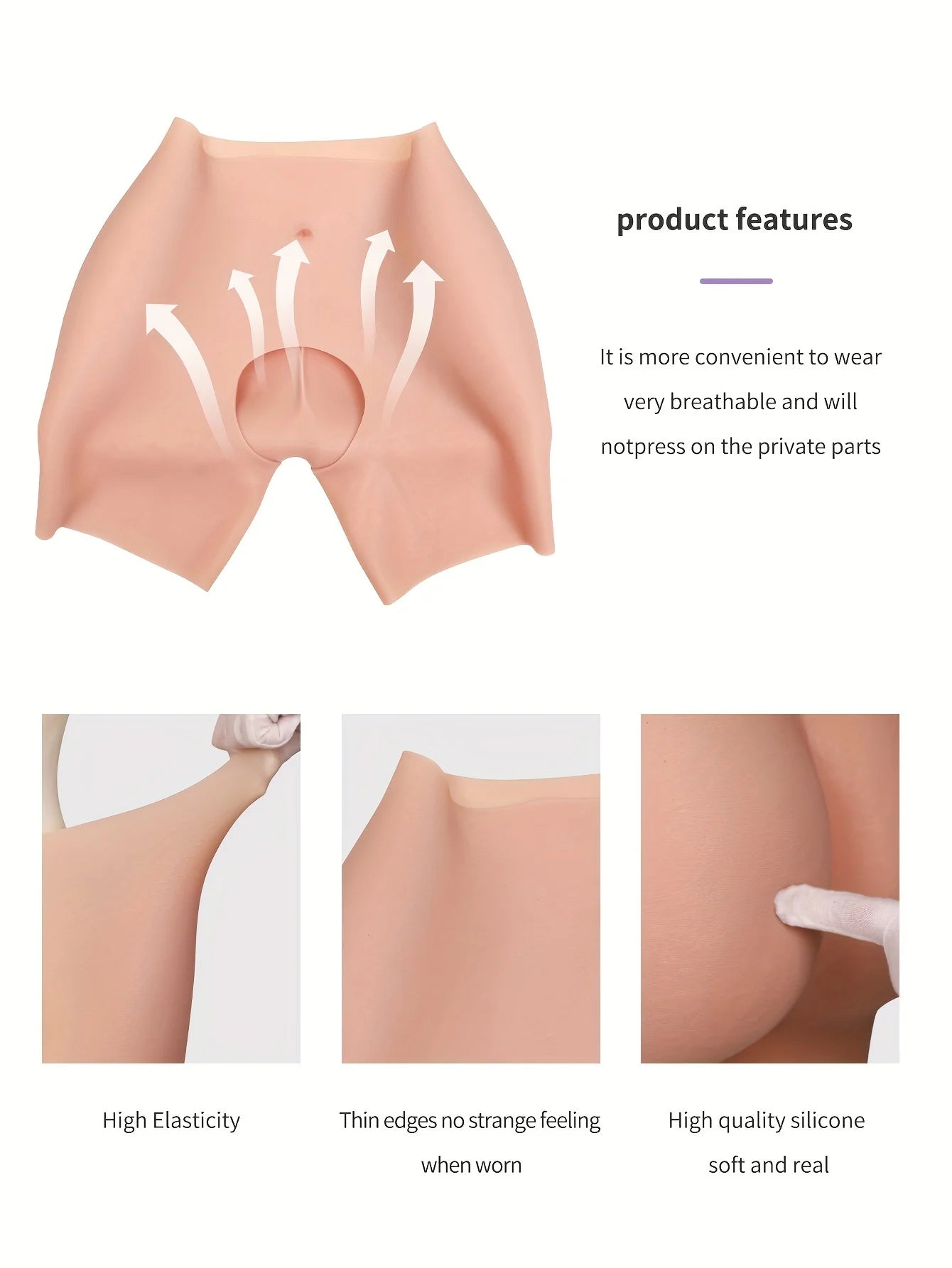 Silicone hip lift and belly-tightening shaping trunks, with thickened butcks and hips, hip lifting filling pad