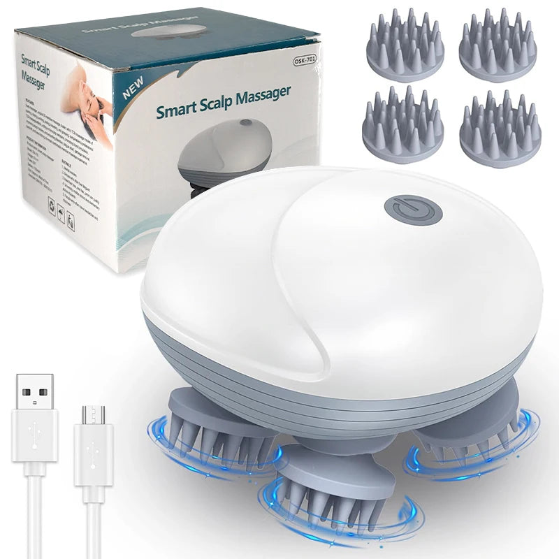 Electric Head Scalp Massager Body Shoulder Leg Arm Neck Deep Tissue Antistress Relax Kneading Muscle Tension for Cat Pet Massage