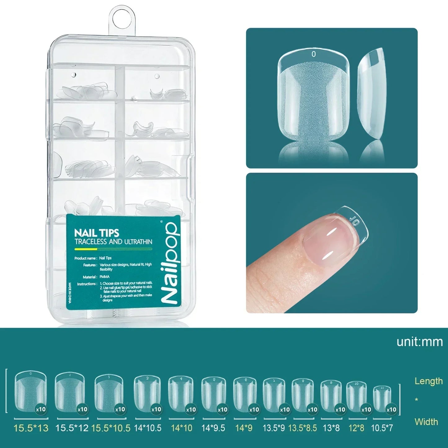 Nailpop 120pcs Acrylic Nails Fake Capsule Short Almond Coffin Square Artificial Nail Extension Soft Gel Tips Accessories Tools