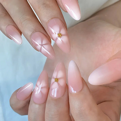 24Pcs Retro Flower Long Coffin French Fake Nails Caviar Bead Floral Gold Hollow Design Press On Nail Tips Y2k Acrylic False Nail