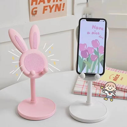Retractable Pink Lovely Rabbit Mobile Phone Holder Stand For iPhone Samsung Adjustable Mobile Phone Holder Stand Tablets Bracket