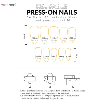24pcs Fresh Long Coffin Fake Nails Yellow French Style Flower Printed Metal Butterfly Designs Press On Nails Summer False Nail