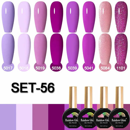 Rainbow Ghini 15ML 8Pcs/Set Nude Glitter Gel Nail Polish HEMA TPO FREE Colorful Nail UV LED Hybrid Gel Varnish All For Manicure