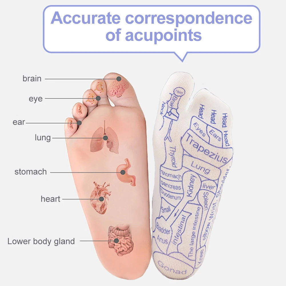 Reflexology Socks with Massage Tool Foot Massage Acupressure Socks English Illustration Relieve Tired Feet Reflexology Socks