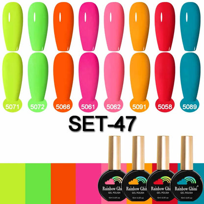 Rainbow Ghini 15ML 8Pcs/Set Nude Glitter Gel Nail Polish HEMA TPO FREE Colorful Nail UV LED Hybrid Gel Varnish All For Manicure