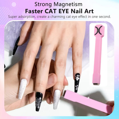 3 in 1 Nail Magnet Tool Strong Cat Eye Magnet for Nails Gel Polish,3 in 1 Cateye Magnetic Tool for Nail Art