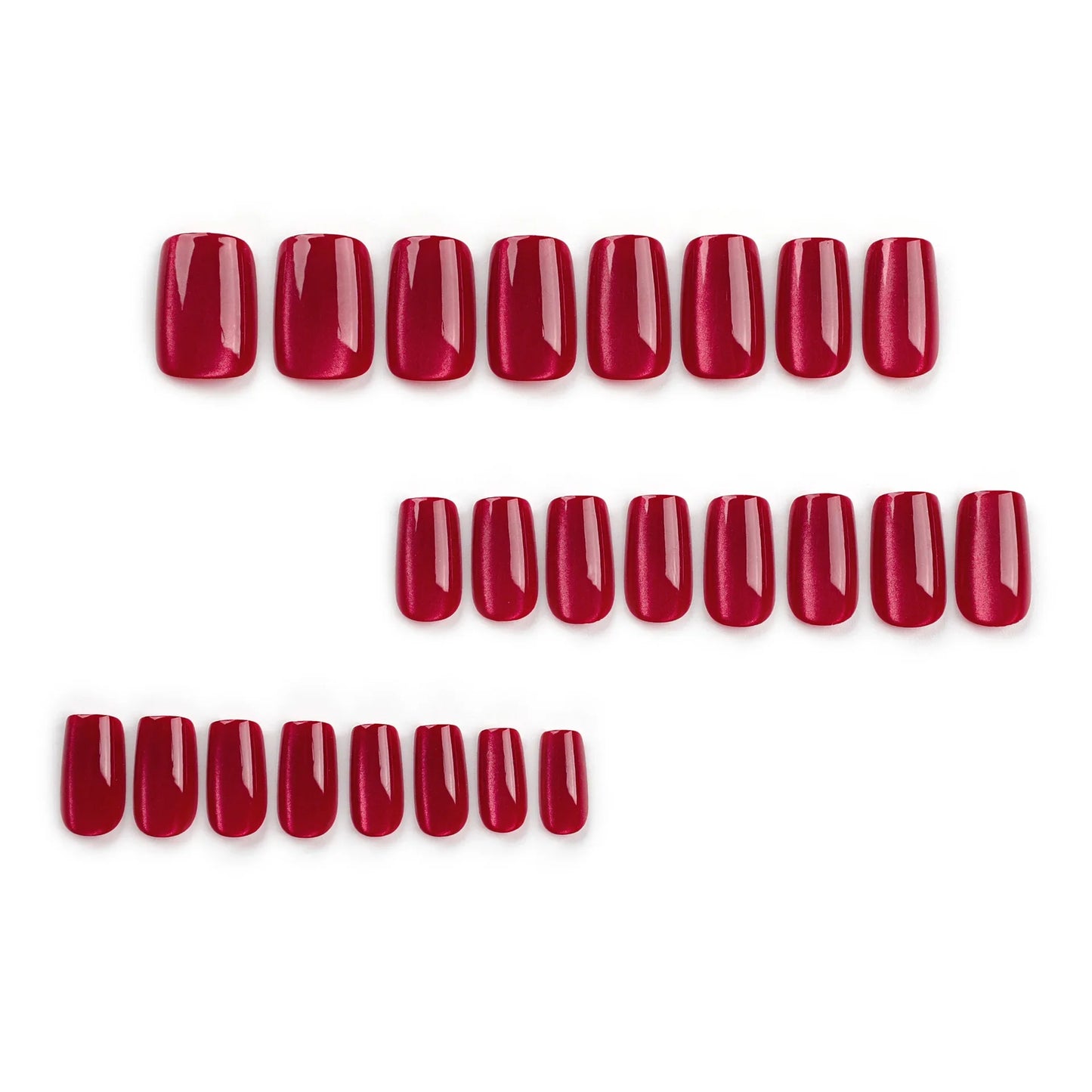 24pcs/set cat eyes fake nails for women girls red brown green blue grey sparkling short tips faux ongles press on false nail