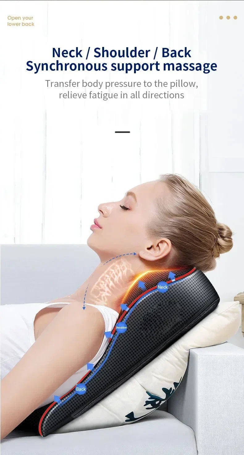 Multifunction Massage Pillow Neck Shoulder Back Electric Healthy Home Car Shiatsu Massager