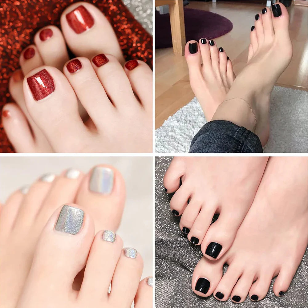 100pcs False Toe Nails Tips Full Cover Press on Toe Foot Nails Tips Artificial Acrylic Nail Capsules False Nail Manicure Tools