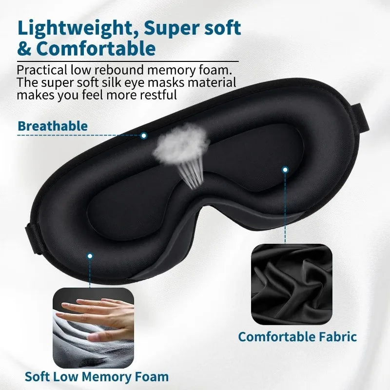 Sleep mask,3D Deep Contoured Eye Covers for Sleeping, 99% Block Out ,Silky Touch with Soft Foam, Comfortable, Breathable