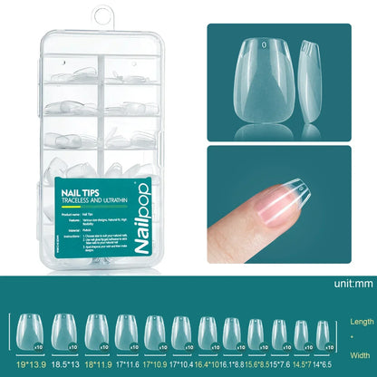 Nailpop 120pcs Acrylic Nails Fake Capsule Short Almond Coffin Square Artificial Nail Extension Soft Gel Tips Accessories Tools
