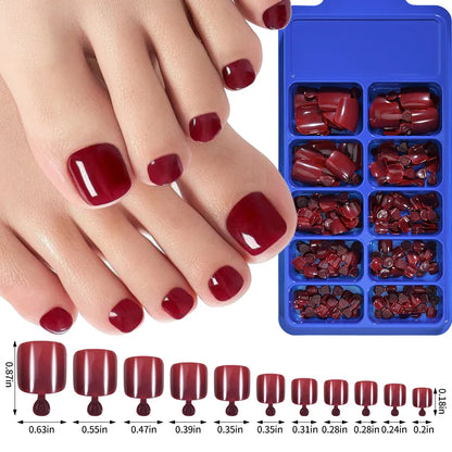 100/120pcs False Toenails French Short Square Full Cover Fake Toe Nails Acrylic Pink Clear White Press on Toenails For Women
