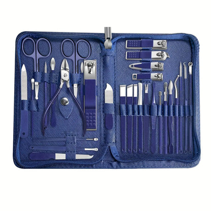 30pcs Professional Stainless Steel Nail Clipper Set Green Nail Tools Manicure  Pedicure Set of 30pcs Travel Grooming Kit