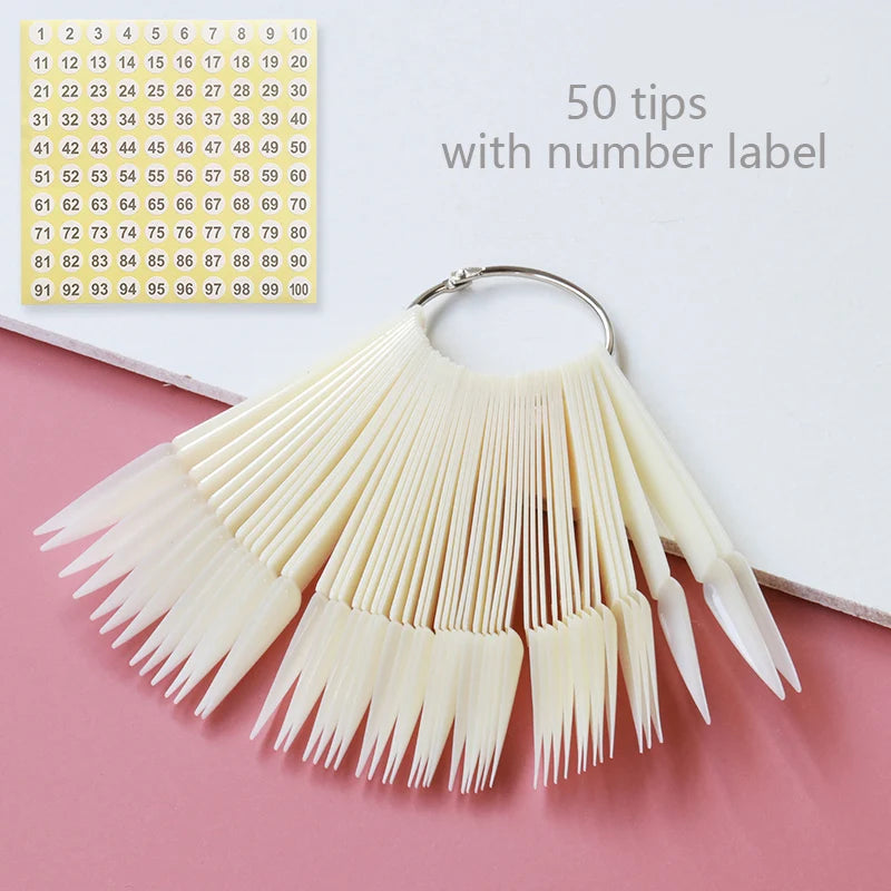 Nail Display Sticks Nail Swatch False Nail Tips Nail Gel Polish Practice Clear Natural Colors Display Board for Nail Art Tools