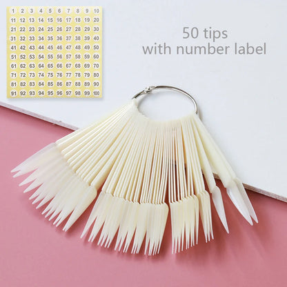 Nail Display Sticks Nail Swatch False Nail Tips Nail Gel Polish Practice Clear Natural Colors Display Board for Nail Art Tools