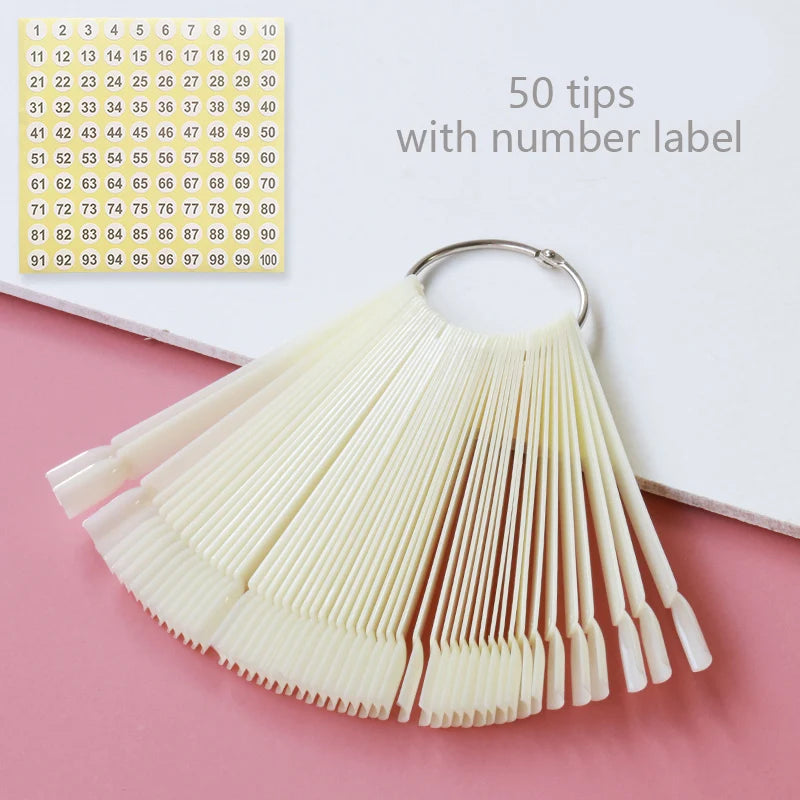 Nail Display Sticks Nail Swatch False Nail Tips Nail Gel Polish Practice Clear Natural Colors Display Board for Nail Art Tools