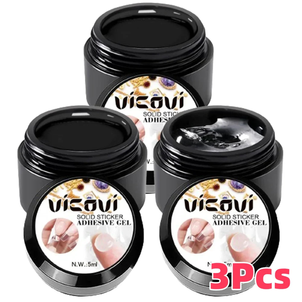 1/2/3Pcs 5ml Solid Nail Gel Glue For Press On False Nail Tips/Sticker Adhesive Nail Gel Bond Rhinestone UV Nail Extension Glue &