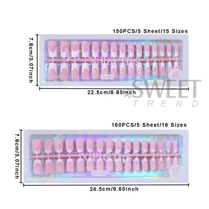 150/160pcs Short Square Fake False Nails Tips Soft Gel Press On Nail Artificial French y2k Nail Supplies for Women Manicure Tool