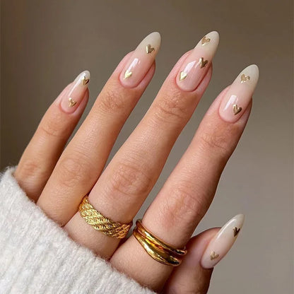 24Pcs Long Almond Fake Nails with White Edge Design Wearable French Press on False Nails Simple Full Cover Nail Tips Manicure