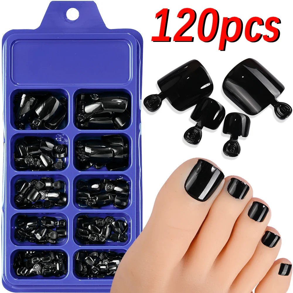 100pcs Clear False Toes Nails French Square Nature White  Full Cover Fake Toe Nails Feet Nail Tips Artificial Press on Toenails