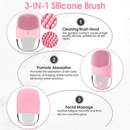 Electric Facial Cleansing Brush silicone IPX7 face massager facial cleanser sonic vibration cleaner deep hole face brush machine
