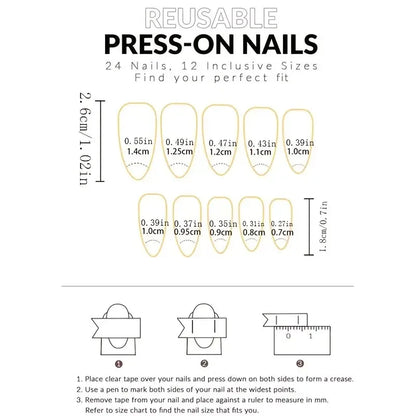 24PCS- white almond fake nails, red love pattern decoration, exquisite elegance, fashion generous, suitable for dating, dinner,