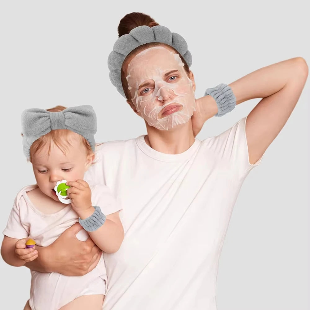 Makeup Headband Set Face Washing Headbands Wristband Tools 3pcs For Women Spa Washing Face Skin Care Hair Bands Tool Accessories
