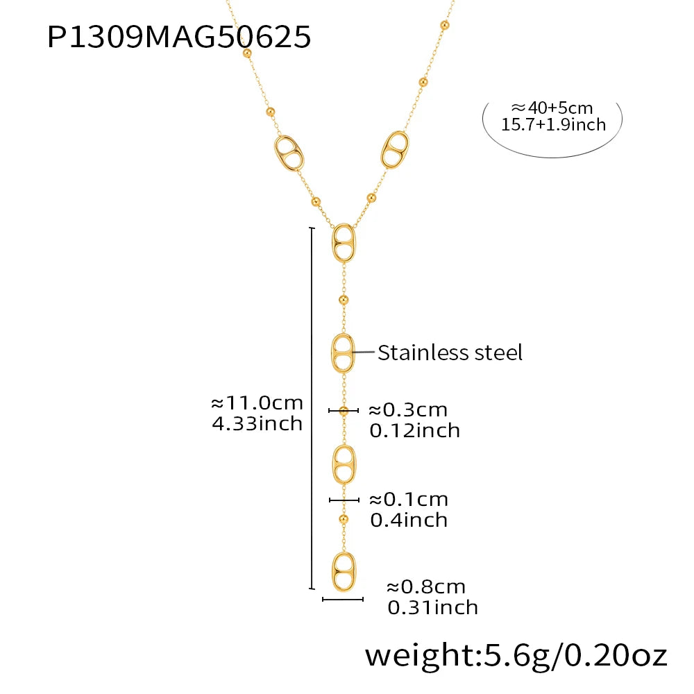 Nivora Fashion Long Chain Stainless Steel Necklacs For Women PVD Real Gold Plated Metal Female Collar Party Banquet Jewelry