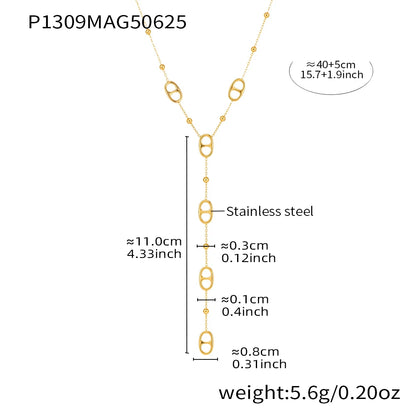 Nivora Fashion Long Chain Stainless Steel Necklacs For Women PVD Real Gold Plated Metal Female Collar Party Banquet Jewelry