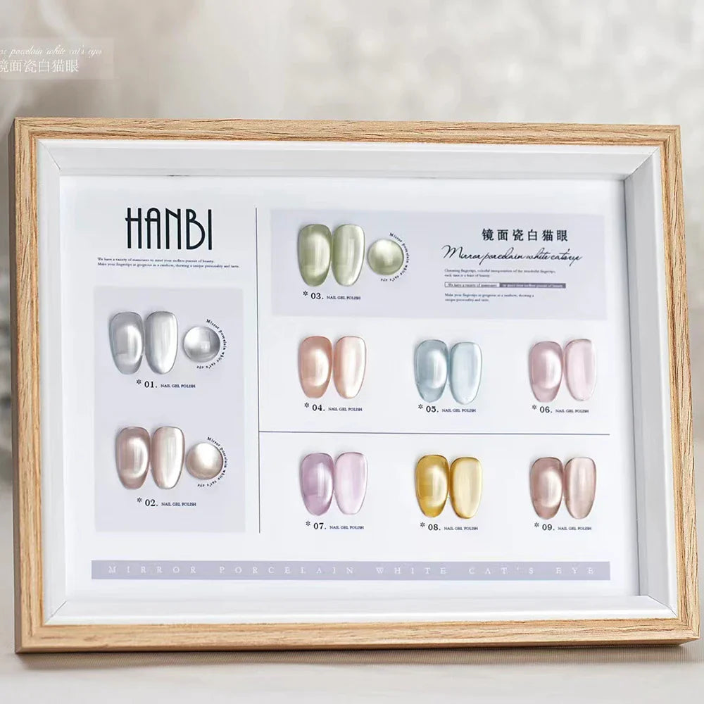 HANBI Mirror Face Cat Eye Set With Color Swatch Gel Nail Polish Magnet Gel Need Top Coat UV LED Gel Collection Nail Gel Kit