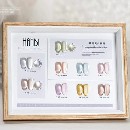HANBI Mirror Face Cat Eye Set With Color Swatch Gel Nail Polish Magnet Gel Need Top Coat UV LED Gel Collection Nail Gel Kit