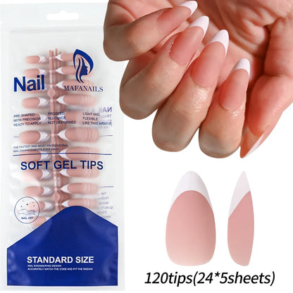 240/120Pcs Colorful French Short Square False Nails Full Cover Fake Nail Tip Extension Acrylic Wearable Ballerina Press on Nails