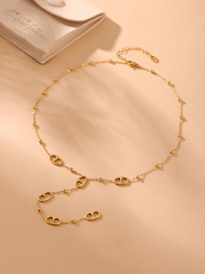 Nivora Fashion Long Chain Stainless Steel Necklacs For Women PVD Real Gold Plated Metal Female Collar Party Banquet Jewelry