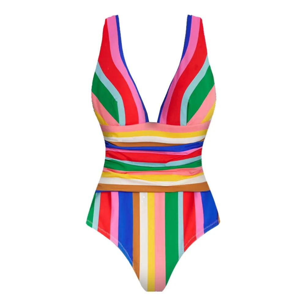 2Pcs Striped Swimsuit With Long Skirt Sexy Women Bikini Push Up Swimwear Halter Biquini Female Bathing Suit Slimming Beachwear