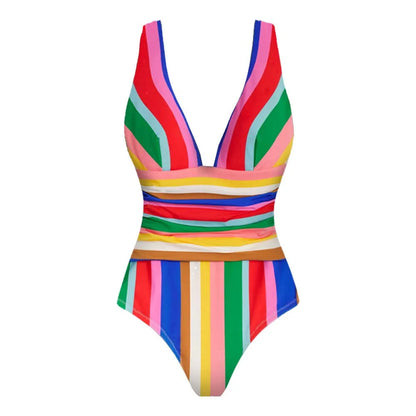 2Pcs Striped Swimsuit With Long Skirt Sexy Women Bikini Push Up Swimwear Halter Biquini Female Bathing Suit Slimming Beachwear