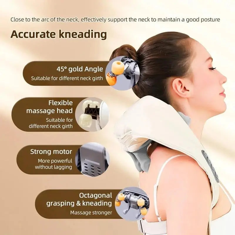 20W Brushless Motor Neck And Shoulder Massager Wireless Shoulder And Back Kneading Massage Shawl Neck masajeador