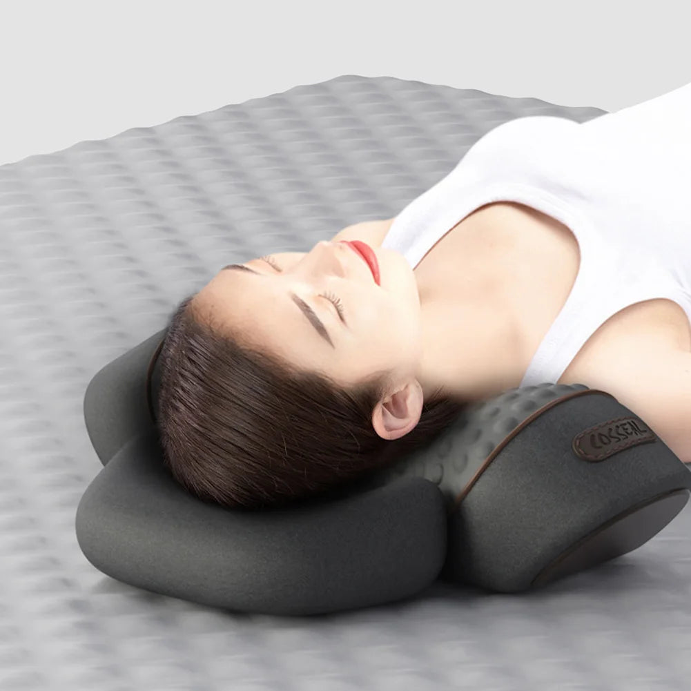 Neck Massager Ergonomic Memory Foam Pillow Heat & Vibration Shoulder Massager Pillow Multi-Function for Neck Back Shoulder