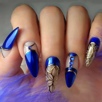 24pcs Black Cat's Eye Press on Nails Finished Ins Wearable False Nail Sets Love Design Stick on Nails Stilettos Fake Nail Tips