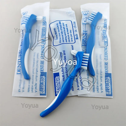 30pcs Denture Cleaning Brush Hard Dual Heads Gum Cleaner False Teeth Brush Oral Cleaning Tools