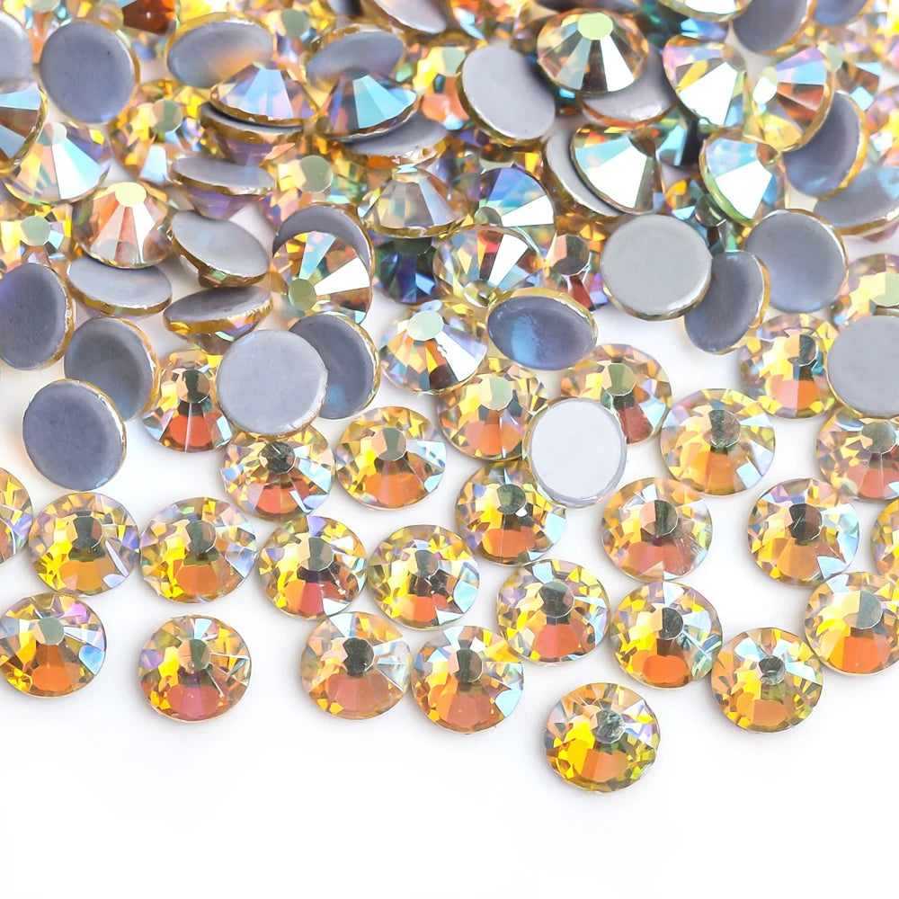 SS16 SS20 Glitter стразы Crystal Hotfix Rhinestones 1440pcs/pack Crystal AB Hot Fix Rhinestone for Apparel Wedding Dress E7021