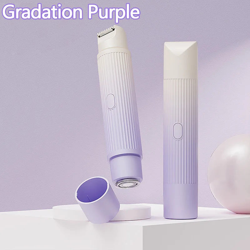 Waterproof 2in1 Electric Shaver for Women Bikini Hair Trimmer Wet Dry Use Dual Head Detachable Cordless Rechargeable