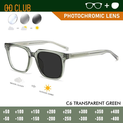 O-Q CLUB Square Eyeglasses Women's Grade Glasses Man Style Blue Light Intelligent Progressive Multifocal Lenses to Read Eyewear