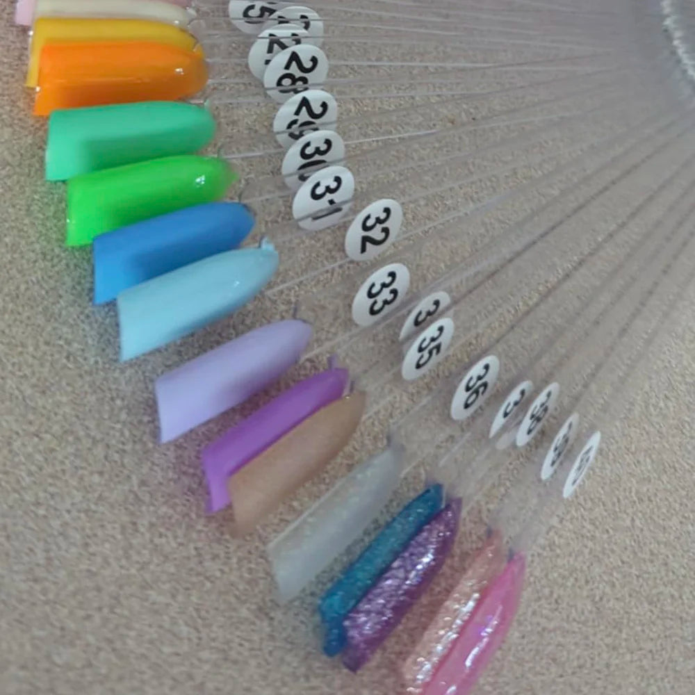Nail Display Sticks Nail Swatch False Nail Tips Nail Gel Polish Practice Clear Natural Colors Display Board for Nail Art Tools