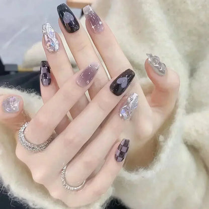 24Pcs Short Ballerina False Nail Tips with Pearl Detachable French Fake Nails Pink Cute Full Cover Press on Nails Manicure Tools