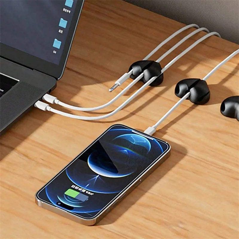 2pcs Heart-Shaped Mini Cable Winder Organizer USB Charging Cable Clips Desk Tidy Organiser Holder Protectors in Home Office Car