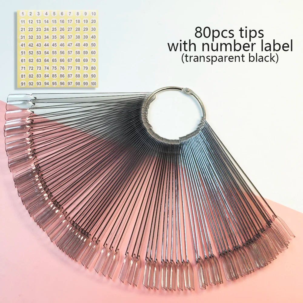 Nail Display Sticks Nail Swatch False Nail Tips Nail Gel Polish Practice Clear Natural Colors Display Board for Nail Art Tools